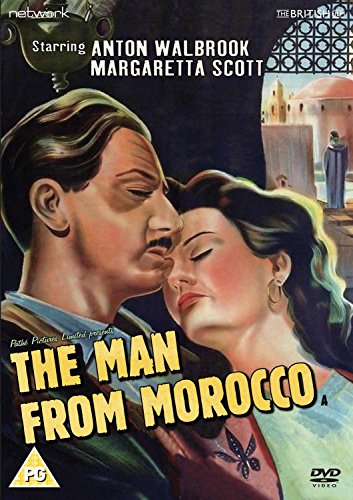 DVD cover for "The Man From Morocco" featuring a couple and Moroccan city.