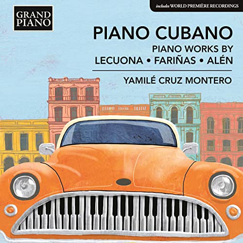CD cover: colorful Cuban street scene with a piano-fronted car.