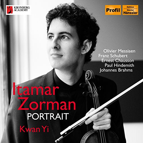 Black and white CD cover featuring a man holding a violin and bow.