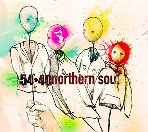 "Album cover art featuring four balloon heads on sticks with colorful splatters."