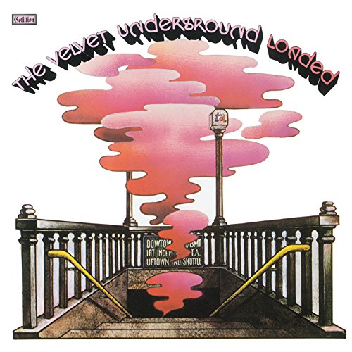 "Album cover art for 'The Velvet Underground - Loaded' featuring a bridge and pink cloud."
