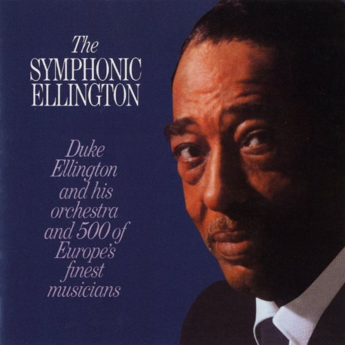 "Duke Ellington's face on a blue DVD cover with white text."