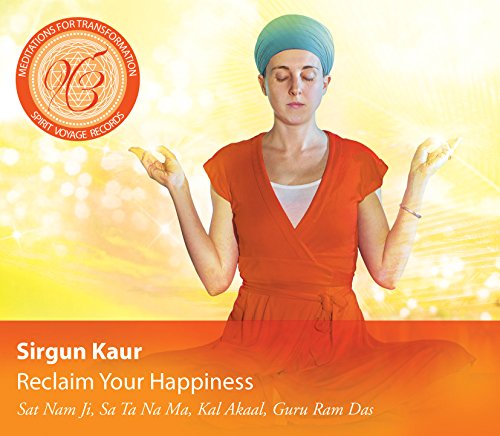 Woman meditating with hands raised, CD cover for "Reclaim Your Happiness".