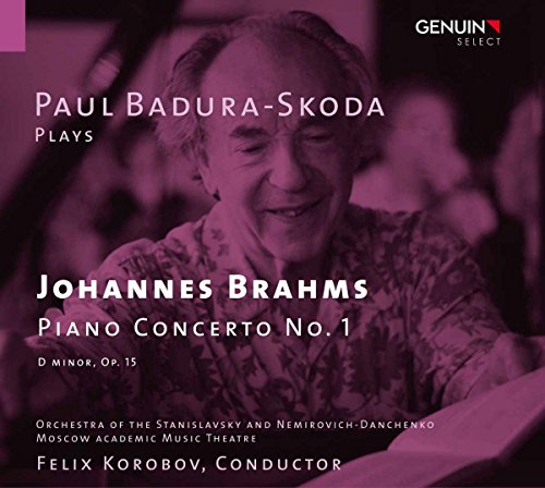 CD cover featuring pianist Paul Badura-Skoda and text about Brahms’ Piano Concerto No. 1.