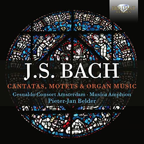 CD cover featuring stained glass and text “J.S. Bach” and artist names.
