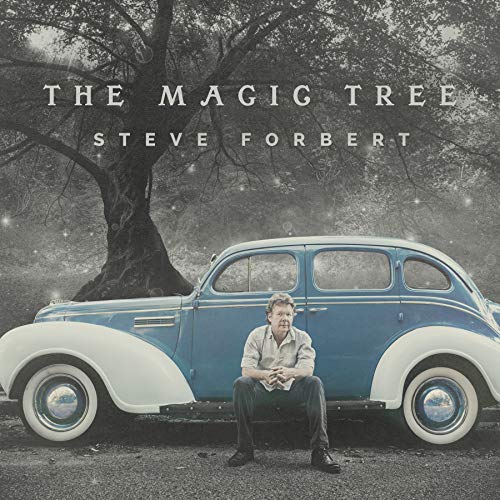 Album cover for "The Magic Tree" by Steve Forbert, featuring a man and car.