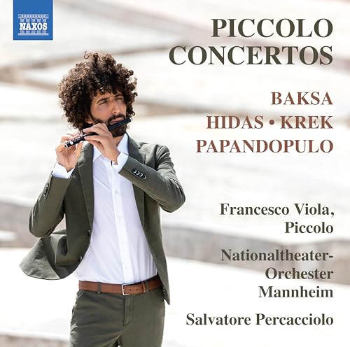 CD cover featuring a man playing the piccolo in a suit.