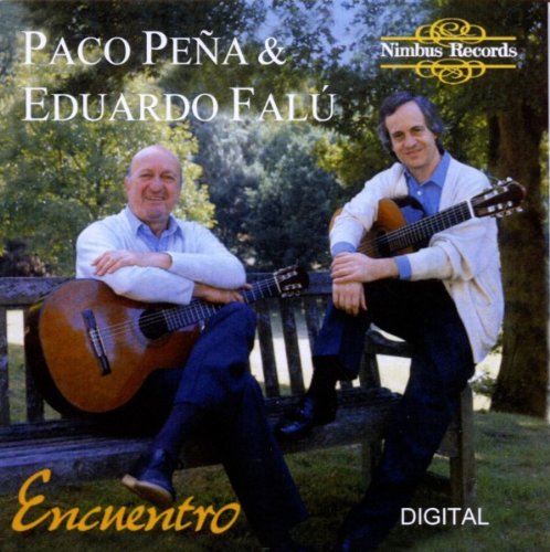 Album cover featuring two men sitting on a bench, each holding a guitar.