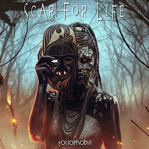 CD cover: masked figure in a dark, eerie forest scene.