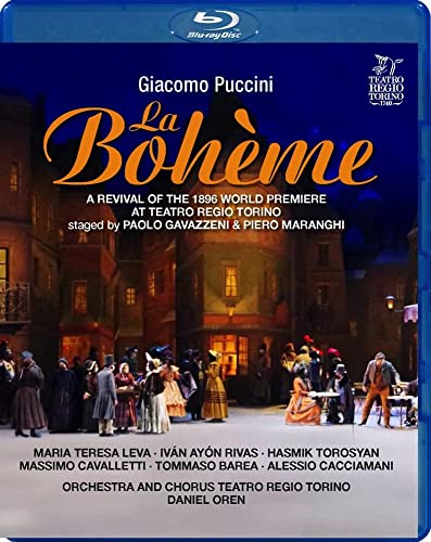 Blu-ray cover for Giacomo Puccini’s opera *La Boheme* with cast details.
