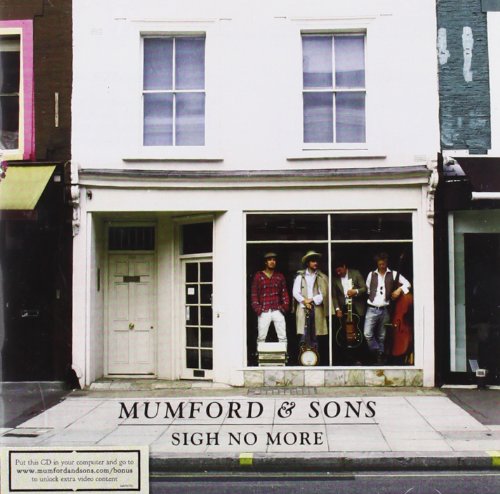 CD cover for Mumford & Sons’ “Sigh No More,” featuring a band in a shop window.