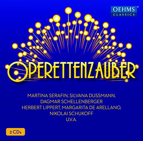 CD cover for "Operettenzauber" featuring a golden firework-like design.