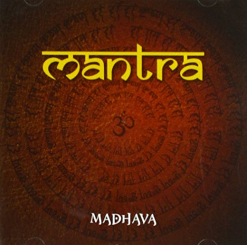 "Madhava - Mantra" CD cover with yellow and white text on a red circular background.
