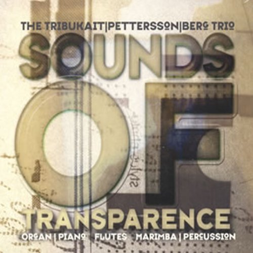 "CD cover with 'SOUNDS OF TRANSPARENC' text and musical elements on a beige background."