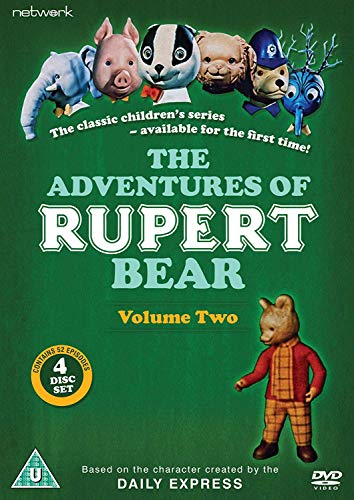 DVD cover for The Adventures of Rupert Bear Volume Two featuring puppet character heads.