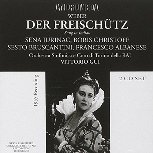 Black and white CD cover with opera singer image and white text.