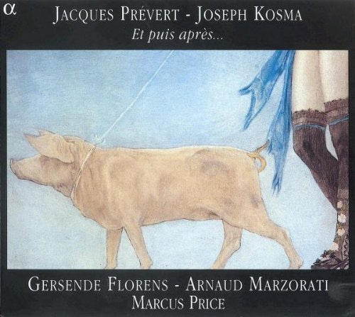 A CD cover featuring a pig on a leash and a person's leg.