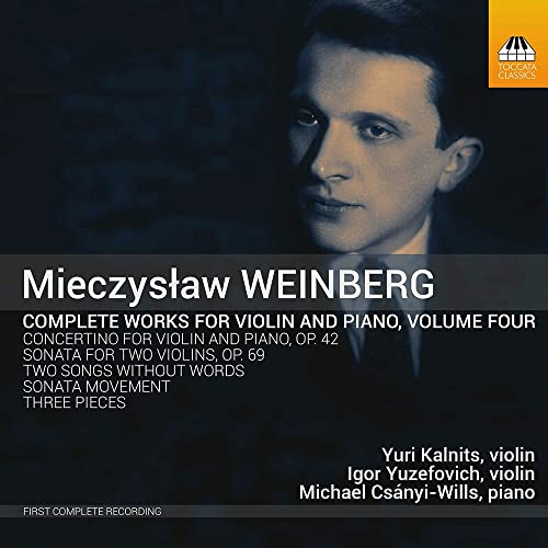 CD cover featuring a portrait of Mieczysław Weinberg and violinist names.