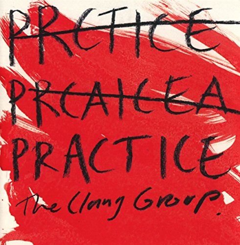 Red and white CD cover with handwritten text: "Practice" and "The Clang Group.