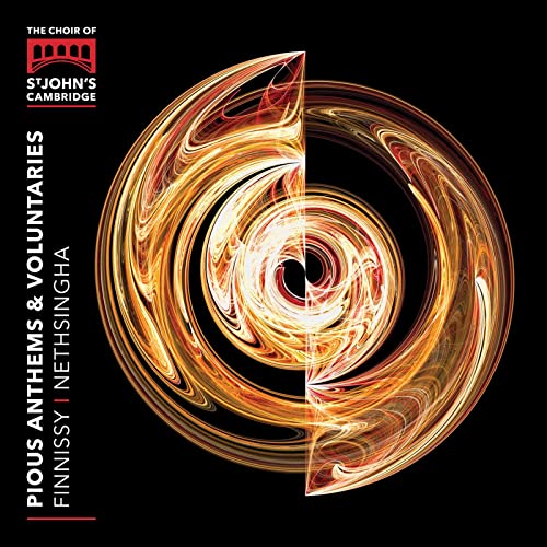 CD cover with abstract orange and red spiral design, text overlay.