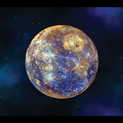 A blue and gold planet against a dark, starry background.