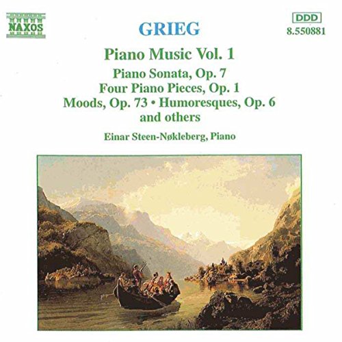 "CD cover with serene mountain landscape painting and green and blue text on white background."