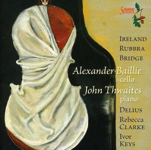 CD cover: abstract painting of a cello with text listing composers and performers.