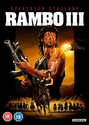 DVD cover for "Rambo III" featuring Sylvester Stallone holding a bow and arrow.
