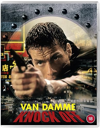 Blu-ray cover for "Knock Off" featuring Jean-Claude Van Damme with a gun.