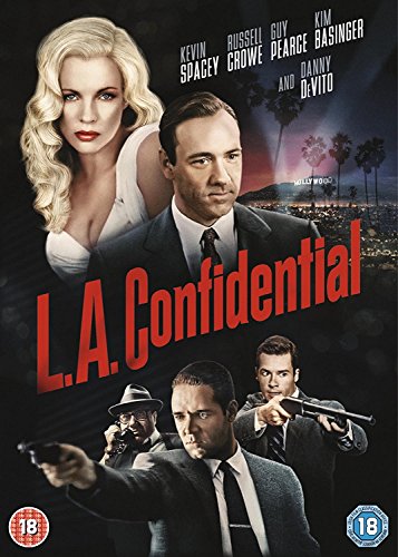 "L.A. Confidential DVD cover featuring actors in suits and a blonde woman."
