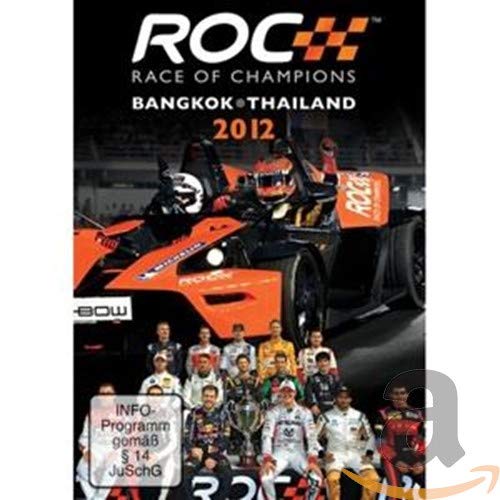 DVD cover for “Race Of Champions 2012” featuring racing cars and drivers.