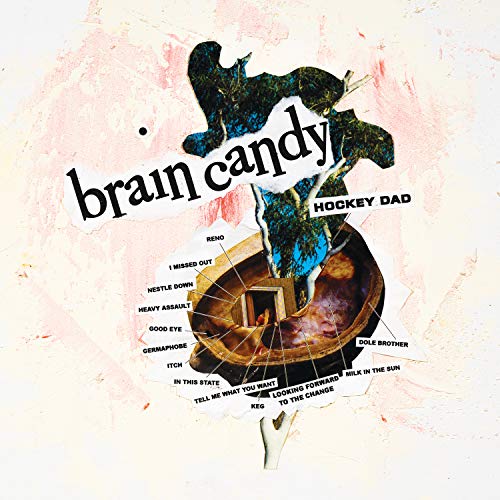 Album cover for Hockey Dad’s “Brain Candy” with collage imagery.