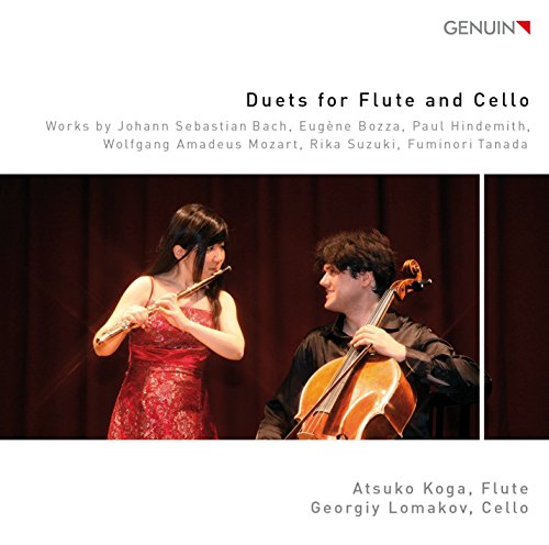 CD cover featuring a flutist and cellist performing on a stage.
