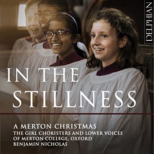 CD cover featuring three smiling girl choristers in white robes.