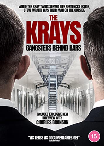DVD cover for “The Krays Gangsters Behind Bars” featuring prison bars.
