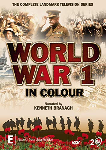 DVD cover for "World War 1 In Color" with soldiers and poppies.