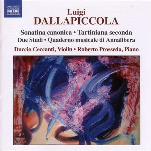 CD cover for Dallapiccola’s compositions, featuring abstract blue and pink artwork.