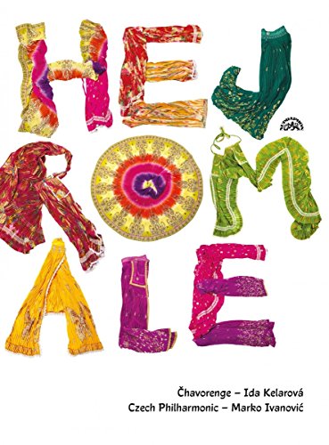 CD cover with colorful fabrics and large text reading “Hej Romale.”