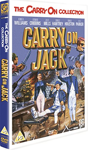 Carry On Jack" DVD cover featuring actors in naval uniforms on a ship.
