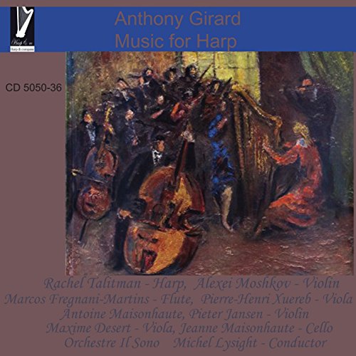 CD cover with a painting of musicians, featuring a harpist in the foreground.