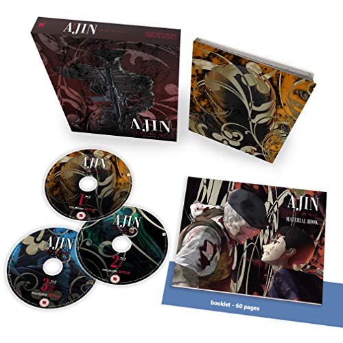 “Ajin” Season 2 Blu-ray box set with discs and art booklet.