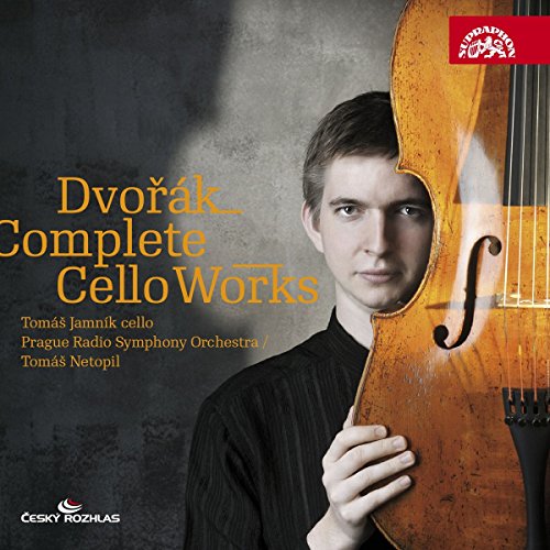 "CD cover featuring a man holding a cello, with orange text on a dark background."