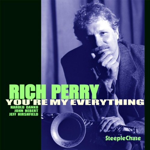 "Jazz album cover featuring a man holding a saxophone, with artist and title text."