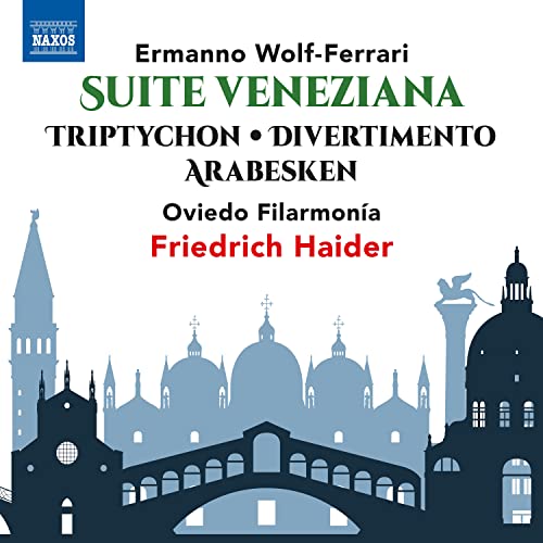 CD cover for Wolf-Ferrari’s Suite Veneziana, featuring Venetian landmarks.