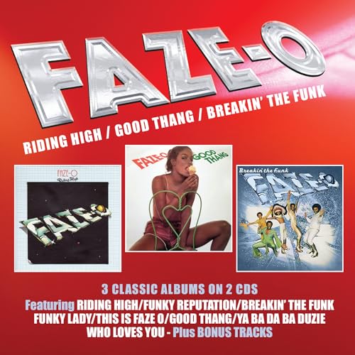 CD cover for Faze-O’s “Riding High” with album artwork collage.