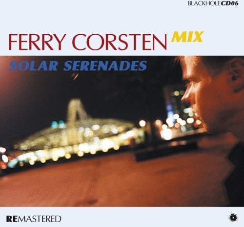 Album cover with man at desk, blurry cityscape, and "FERRY CORSTEN MIX" text.