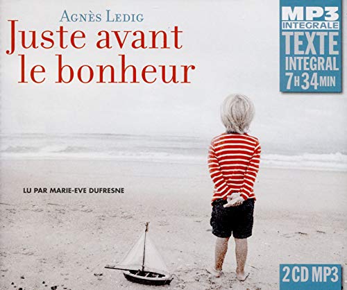 Audiobook cover featuring a child on a beach with a toy sailboat.