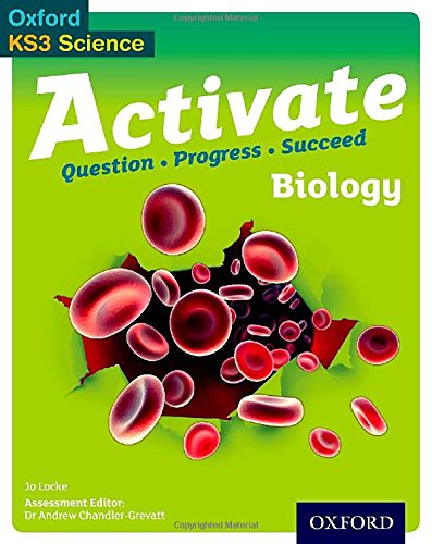 The image shows a green textbook cover with "Activate Biology" and red blood cells illustration.