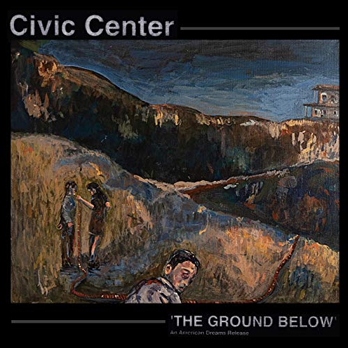 Painted album cover with figures in a rocky, canyon-like landscape.