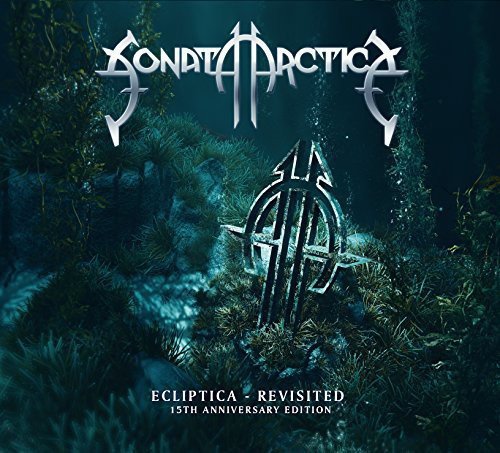 "Album cover with silver logo, tombstone, and lion in a dark, mossy environment."